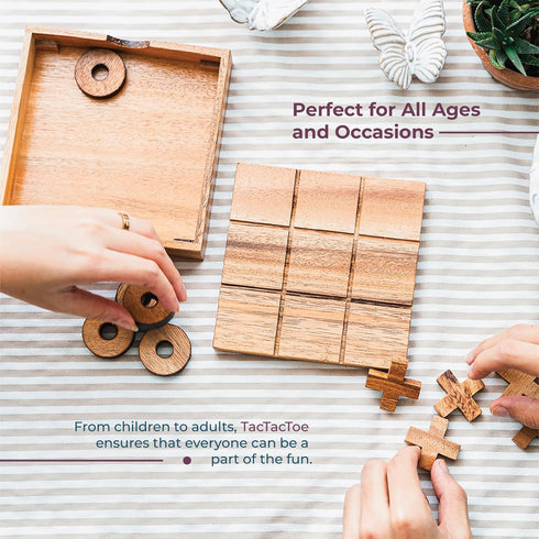 BSIRI Wooden Tic Tac Toe Game - Brain Teaser Puzzles for Adults and Unique Gifts for Kids, Coffee Table Decor Living Room Decor Modern Wood Decor,...