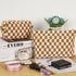 2Pcs Makeup Bag For Women - Large Checkered Knitted Cosmetic Bags&Small Makeup Pouch Aesthetic Design Travel Toiletry Bag Skincare Bag Car Storage...