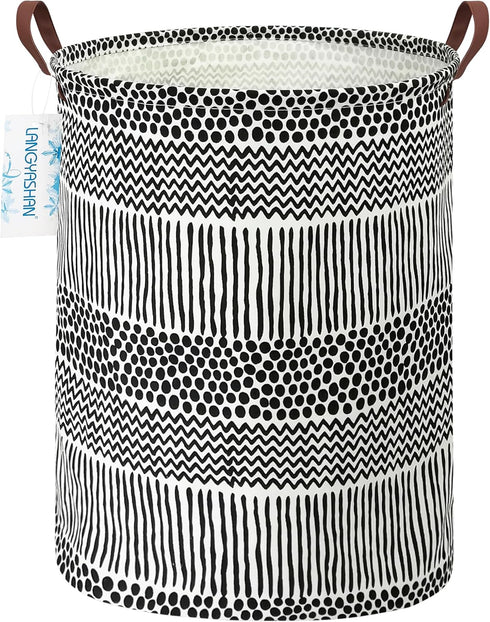 LANGYASHAN Laundry Basket Canvas Fabric Collapsible Organizer Basket for Storage Bin Toy Bins Gift Baskets Bedroom Clothes Children Nursery Hamper...
