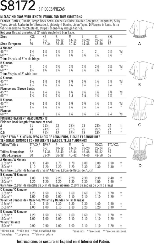 SIMPLICITY CREATIVE CORP Simplicity Pattern, XXS-XS-S-M-L-XL-XXL...