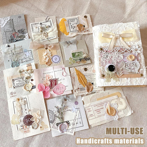 Aromoty 15 sheets Handmade Scrapbook Paper Craft Mesh Fabric Scrapbooking Supplies Paper Aesthetic Morandi Textured Special Paper Mix for Junk Jou...