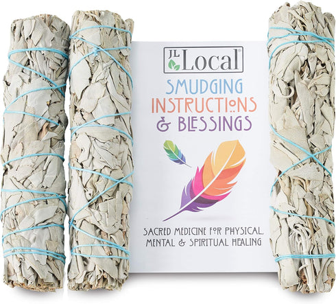 6" 3 Pack White Sage Smudge Sticks | 6-inch Large Wanderlust Smudging Wand Incense Stick for Cleansing, Purifying, Healing, Meditation, Yoga, Bles...