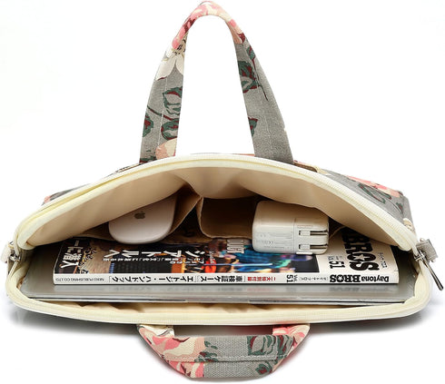 Grey Rose Pattern 15 inch Waterproof Laptop Shoulder Messenger Bag for 14 inch to15.6 inch Laptop and MacBook Pro 15 Laptop Case...