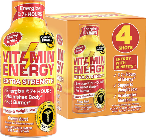 Vitamin Energy Extra Strength Energy Drink Shots | Natural Nutrients to Energize & Support Immune System | Sugar & Carb-Free | Immunity Formula | ...