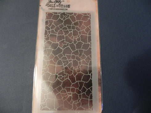 Stampers Anonymous Tim Holtz Stencils Crackle, 4.125" x 8.5", White...