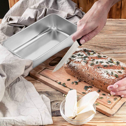 TeamFar Loaf Pan, 9¼” × 5” Bread Loaf Pan Meatloaf Pan Stainless Steel for Baking Bread Cake Toast, Healthy & Durable, Dishwasher Safe & Easy Clea...