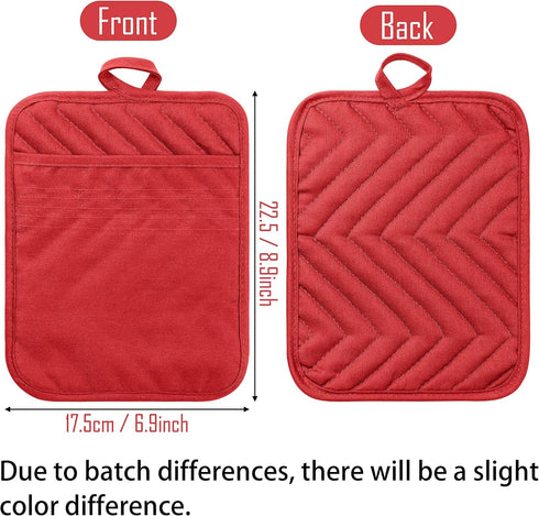 GROBRO7 5Pack Pocket Pot Holders Cotton Heat Resistant Potholder Multipurpose Hot Pads Machine Washable Oven Mitts Potholders Bulk for Daily Kitch...