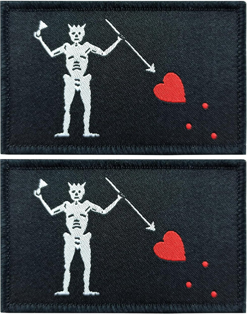 JBCD 2 Pack Blackbeard Flag Patch Pirate Edward Teach Flags Tactical Patch Pride Flag Patch for Clothes Hat Patch Team Military Patch...