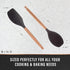 BINO 2-Piece Wooden Handle Silicone Mixing Spoons & Spatulas Set - Black | Heat Resistant Kitchen Utensils for Nonstick Cookware | BPA Free | Cook...
