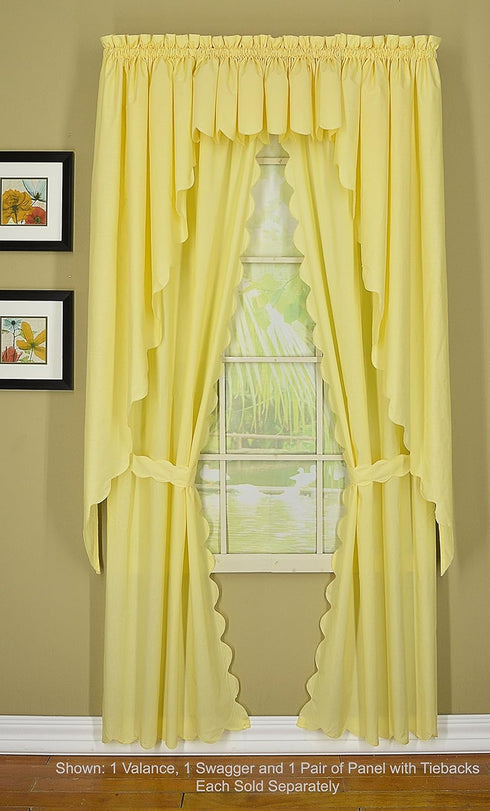 Today's Curtain, Orleans Scallop Curtain, Buttercup 45" Panel Pair and Tieback,4-Piece-Set, 60" W x 45" L, Buttercup...
