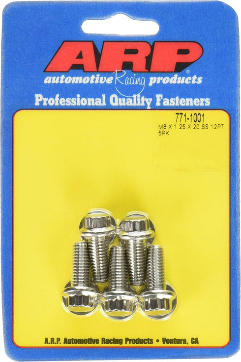 ARP 771-1001 ("8mm x 1.25" x 20") 12-Point Stainless Steel Bolt Kit - 5 Piece...