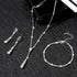 4Pcs Bridal Teardrop Necklace Dangle Earrings Rhinestone Bracelet Set Silver Wedding Jewelry Set for Women for Wedding Party...