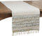 "SARO LIFESTYLE Les Fêtes Collection Striped Leather Chindi Table Runner, 16"" x 72"", Silver" (3336.S1672B)...