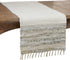 "SARO LIFESTYLE Les Fêtes Collection Striped Leather Chindi Table Runner, 16"" x 72"", Silver" (3336.S1672B)...