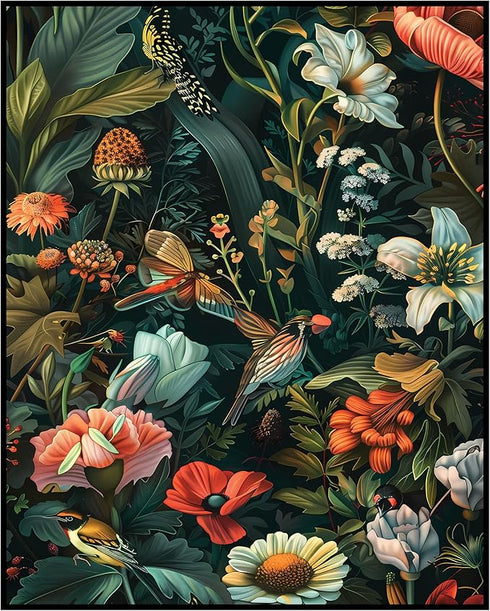 Posterizer 1 pcs-wild nature scene with birds and flowers-Floral & Botanical Art-Abstract & Modern Art-Decor for Home & Office- UNFRAMED Wall Art...