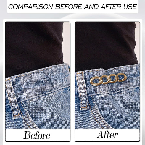 4 Sets Adjustable Jeans Button, No Need to Sew Detachable Button Pins, Perfect Fit Detachable Instant Button. (Golden Circle)...