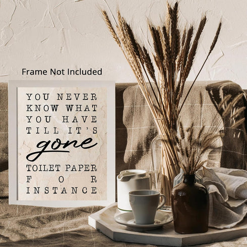 Posterizer 1 pcs-Never Know What You Have Till It's Gone-Toilet Paper-Comedy Art- Bathroom, restroom Decor- unframed wall art...