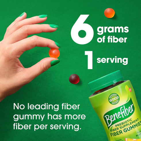 Benefiber Prebiotic Fiber Supplement Gummies for Digestive Health, Assorted Fruit Flavor - 81 Count...