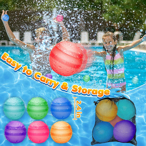 Reusable Water Balloons for Kids Adults, Refillable Summer Beach Pool Toys for 3 4 5 6 7 8 9 10 11 12 Year Old Boys Girls, Quick Fill Self-Sealing...