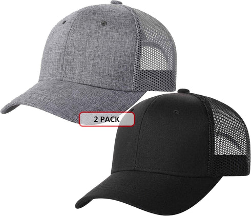 TSSGBL 2 Pack Snapback Trucker Baseball Hats Mesh Back Adjustable Blank Ball Caps for Men Women...