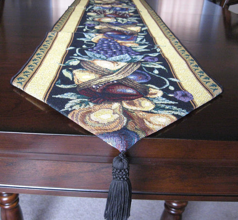 Manual Table Runner, Old World Italy Woven Tapestry with Tassels...