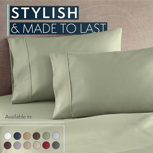HC Collection Pillow Cases Standard Size/Queen Size Set of 2- Microfiber, Extra Soft Pillowcases - Easy Care & Machine Washable - Sage...