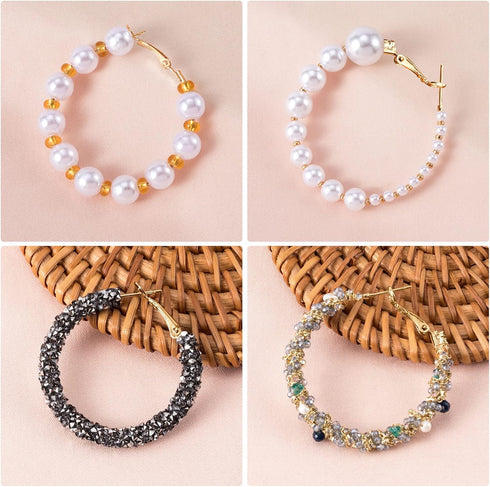 PAGOW 96Pcs Earring Hoops for Jewelry Making, Hypoallergenic Alloy Round Earrings Finding, Gold Open Beading DIY Earrings Craft Art Accessories...