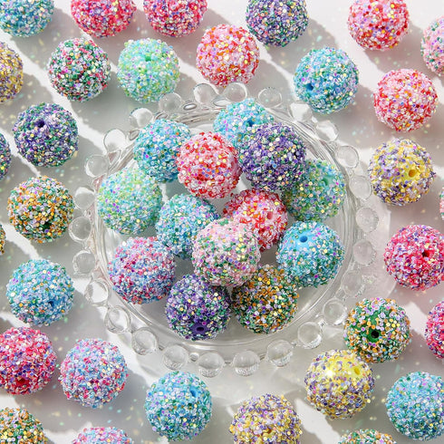 20mm Rhinestone Beads Shine Disco Ball Beads Easter Chunky Bubblegum Beads Crystal Round Beads for Pen Bag Chain Jewelry Making (Color-1)...
