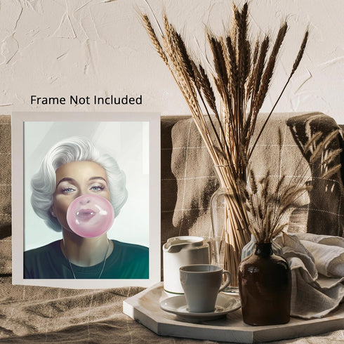 Posterizer 1 pcs-chic fun modern art-pink bubble gum blonde girl 2-Retro Art-Abstract & Modern Art-Gifts for Women- unframed wall art...