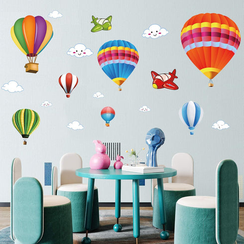Amaonm Removable Creative 3D Hot air Balloon Aircraft and Smile Clouds Wall Decals Kids Room Wall Decorations Art Decor Stickers Nursery Decor 3D ...