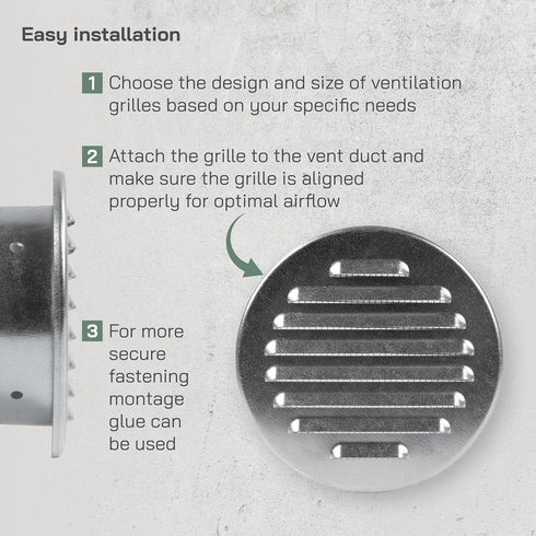Vent Systems 4'' Inch Galvanized Steel Soffit Vent Cover - Round Air Vent Louver - Ventilation Grille - Integrated Insect Screen - HVAC Vents for ...