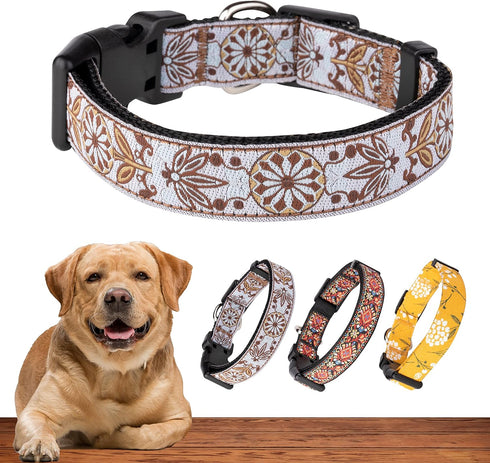 Dog Collars for Small Medium & Large Dogs - Female and Male dogs Patterns on Long Lasting, Adjustable, Strong and Durable Collars for Dogs Stockin...