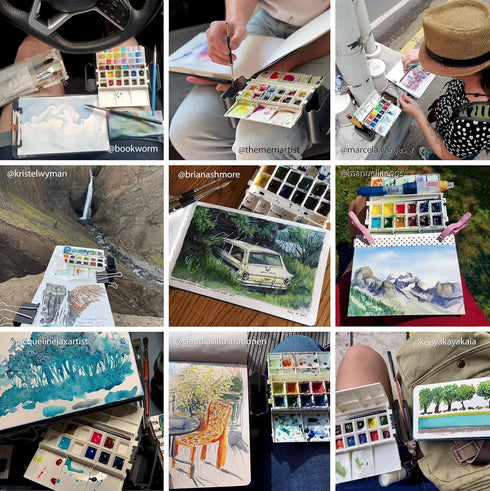 Watercolor Palette by Portable Painter - Ultralight - Travel - Pocket Size - Professional Quality...