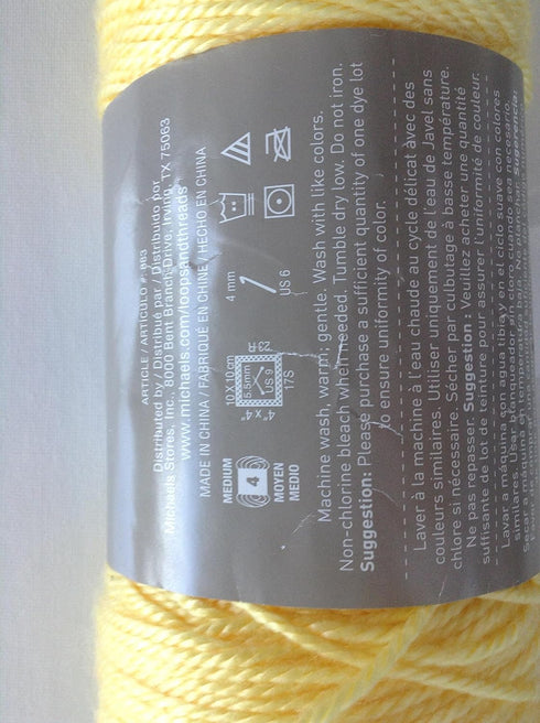 Loops & Threads Soft & Shiny Yarn, 1 Ball, Yellow, 6 Ounces......