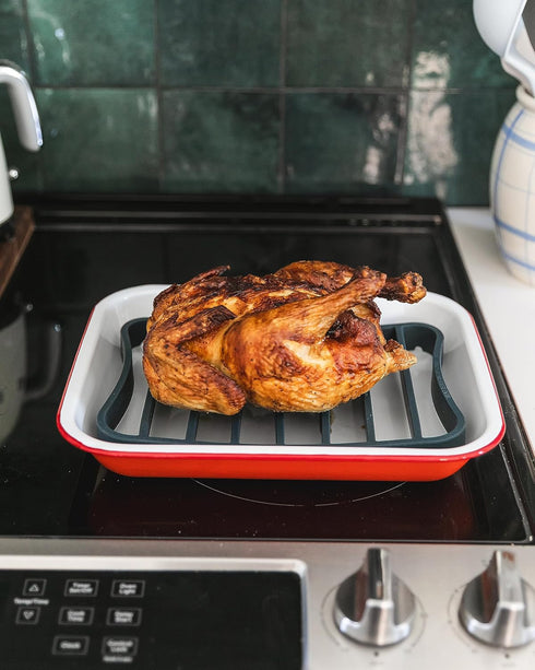 The Silicone Kitchen Silicone Roasting Rack Pan, Dishwasher Safe, BPA Free, Non-Toxic, 7 in by 10.75 in, Navy, 2 Pack...