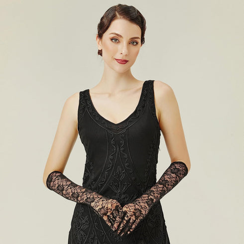 BABEYOND Lace Gloves for Women – Long Floral Wedding Gloves for Bride Satin Gloves Elbow Length Flapper Accessories...