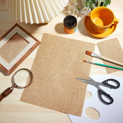 18 Sheets Printable Natural Burlap Paper Pad, 8.5 x 11 Inch Burlap Scrapbooking Supplies Laminated Burlap Paper Cardstock Vintage Craft Burlap Scr...