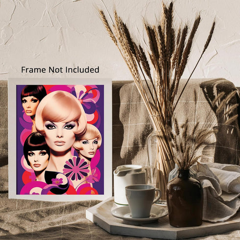 Posterizer 1 pcs-vintage women pink and purple collage-Retro Art-Abstract & Modern Art-Gift for Art Lovers- UNFRAMED Wall Art...