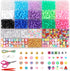 GMMA 1000 PCS Various Pony Beads Kit for Bracelet with Storage Box, Clay Flower Beads for Friendship Bracelets, Crystal Thread, Elastic String, Le...
