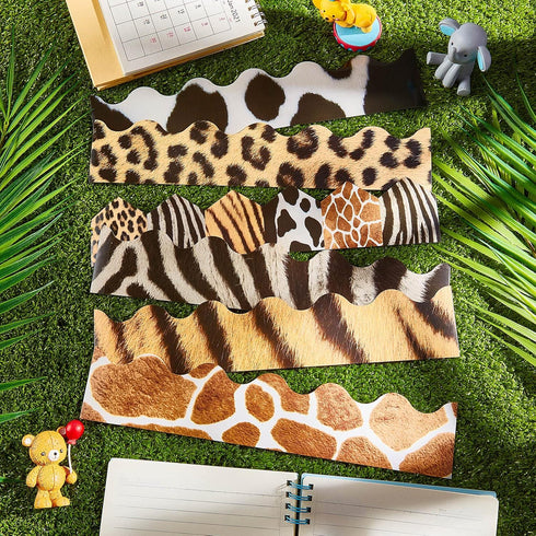 Classroom Bulletin Board Borders Safari Animal Classroom Borders for Wall Decorations DIY Leopard Tiger Cow Print Bulletin Board Sticker for Schoo...