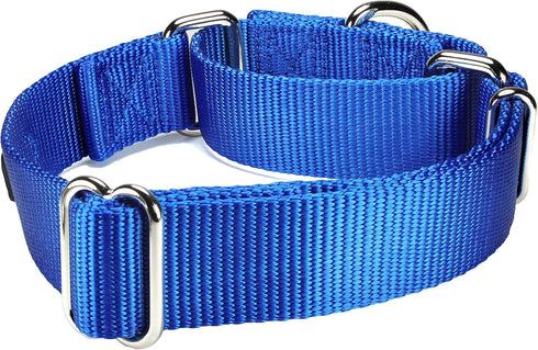 Martingale Dog Collar Nylon Adjustable and Safety Training Colourful Comfortable Metal Buckle Pet Collars for Small Medium and Large Dogs(Royal Bl...