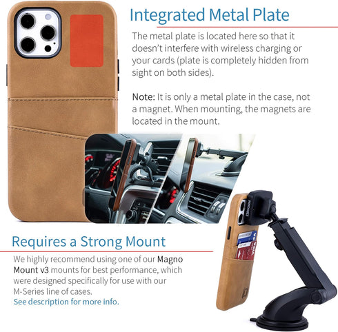 Dockem Wallet Case for iPhone 12 Pro Max: Built-in Metal Plate for Magnetic Mounting & 2 Credit Card Holders: 6.7" Exec M2, Smooth Synthetic Leath...