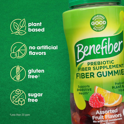 Benefiber Prebiotic Fiber Supplement Gummies for Digestive Health, Assorted Fruit Flavor - 81 Count...