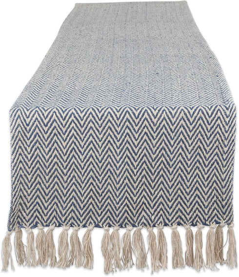 DII Woven Basic Tabletop Collection Chevron Table Runner, 15x72, French Blue...
