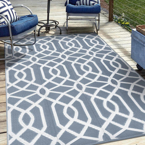 wikiwiki Outdoor Rug, 5x8ft Waterproof Reversible Mat Indoor Outdoor Rugs Carpet, Small Area Rug Plastic Straw Rug for Patio Deck Balcony Pool RV ...