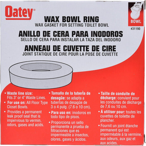 Oatey 31190 Heavy Duty Wax Bowl Ring, 3" or 4" waste lines...