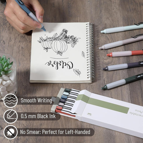 Mr. Pen- Retractable Gel Pens, 6 Pack, Vintage Barrels, Black Gel Pens, Fast Dry, Gel Pens Fine Point 0.5mm, Retractable Pens, Cute Pens, Gel Ink ...
