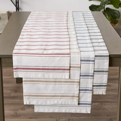 DII Zig Dobby Tabletop Collection, White Cotton Background with Embellished Stripe, Table Runner, 14x108, Black...