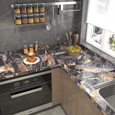 XRUIBZI Blue Marble Wallpaper 15.7'' x 78.7'' Marble Contact Paper Peel and Stick Wallpaper Vinyl Film Wallcovering Waterproof Self Adhesive Remov...