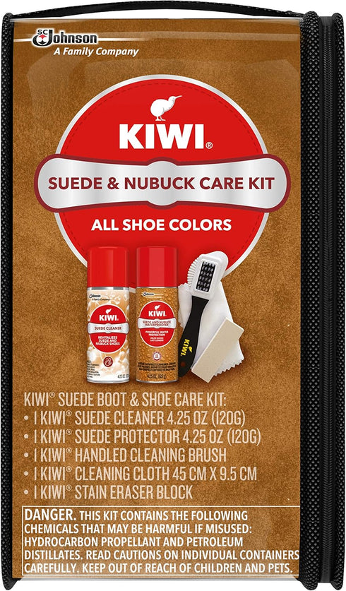 KIWI Suede and Nubuck Shoe Cleaner Kit | For Shoes, Boots, and More | Includes Cleaner, Protector, Brush, Cloth, Eraser Block...